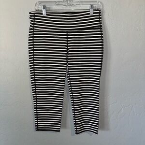 Athleta Black and White Striped Leggings